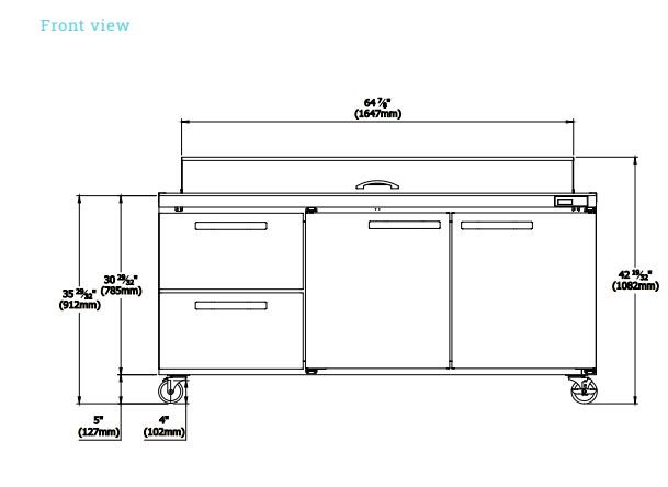 72″ Blue Air Wide Sandwich Prep Table 6 Drawers BLPT72-D6-HC