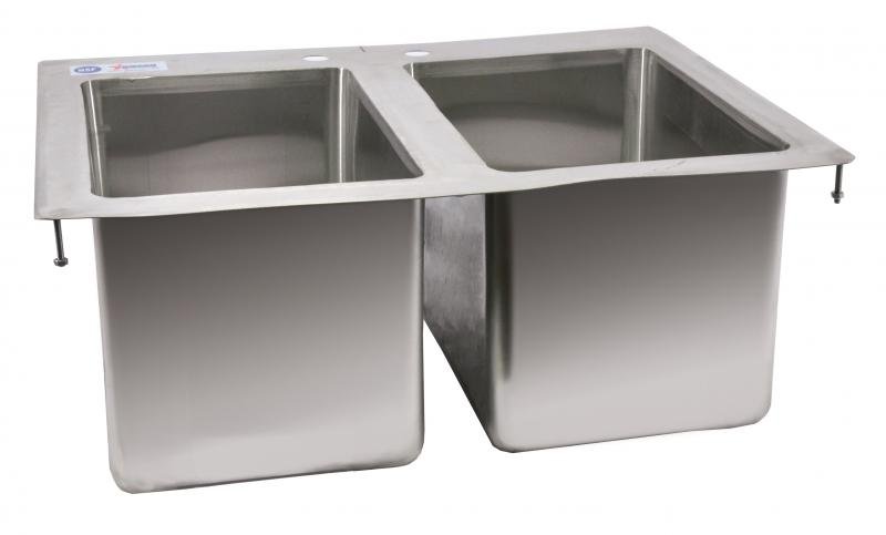 Omcan Stainless Steel Double Tub Drop in Sink with Flat Top 10″ x 14″ x 10″ 39782