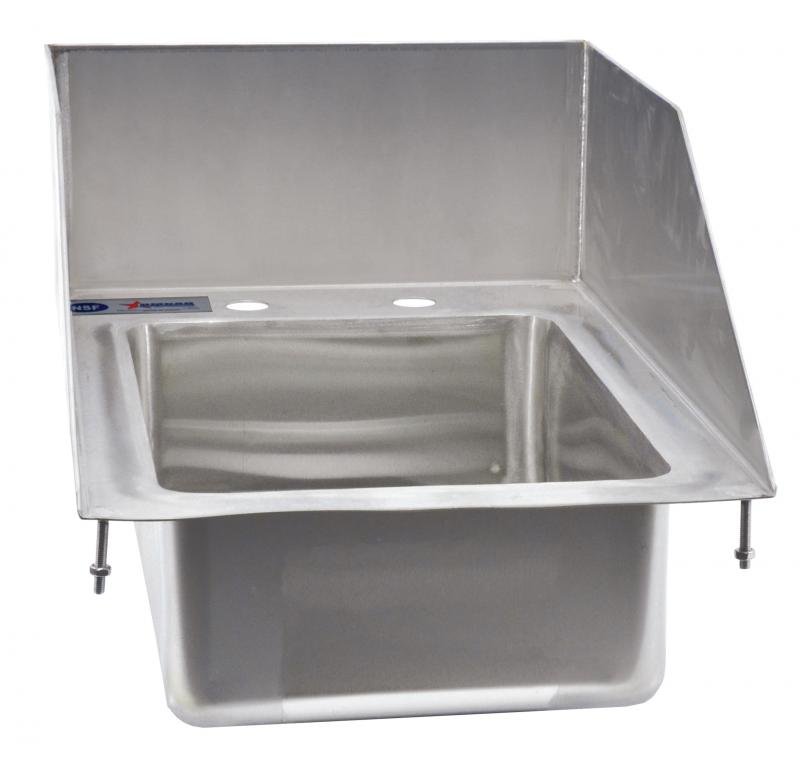 Omcan Stainless Steel Single Drop in Sink with 6″ Left-Back-Right Splash 10″ x 14″ x 5″ 39785