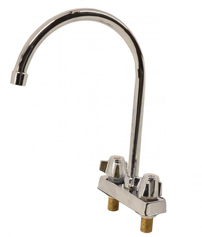 Deck Mount Faucet 4" on Center with 9″ Goose Neck Spout Faucet for Drop in Sinks 39788