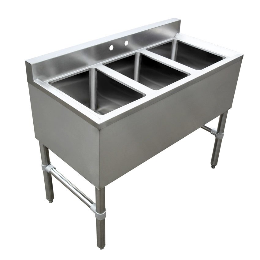 Omcan Under Bar Sink with 3 Compartments and No Drain Board 46601