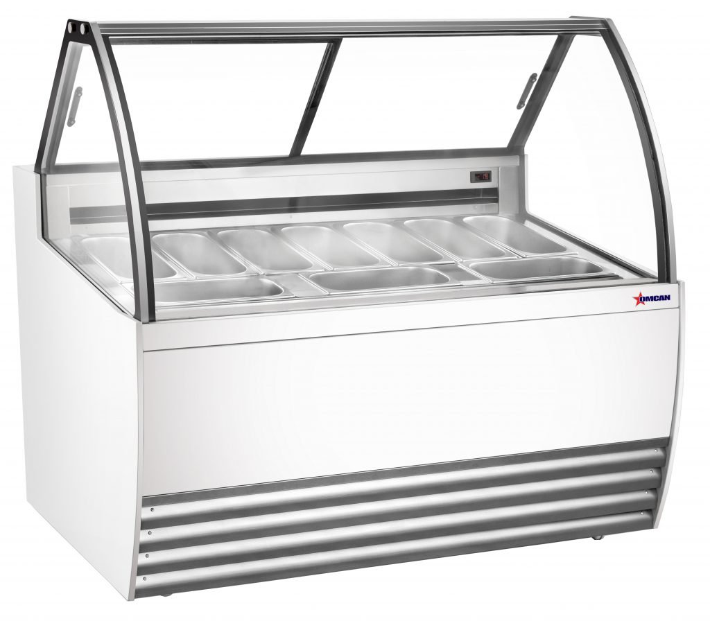 Omcan Gelato Display Showcase 55″ (White Exterior) with 10 Pans 47498