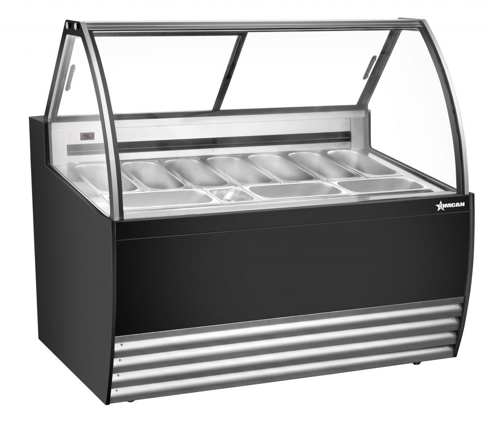 Omcan Gelato Display Showcase 55″ (Black Exterior) with 10 Pans 49007