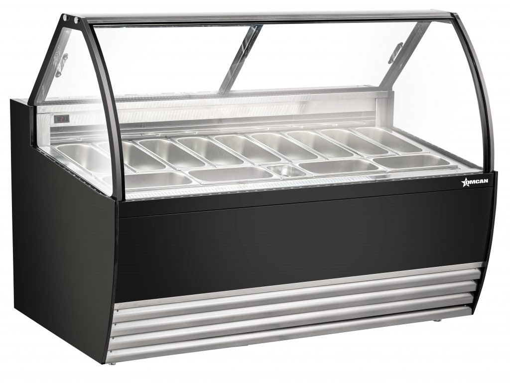 Omcan Gelato Display Showcase 69.5″ (Black Exterior) with 13 Pans 49008