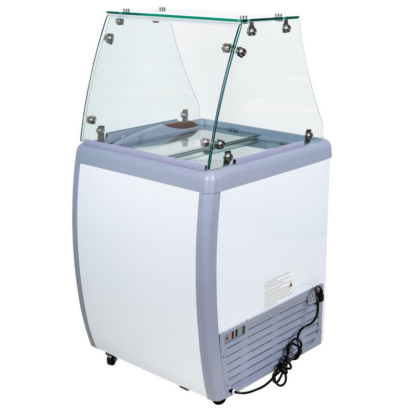 26" Wide Omcan Ice Cream Dipping Freezer with Flat Sneeze Guard 44590