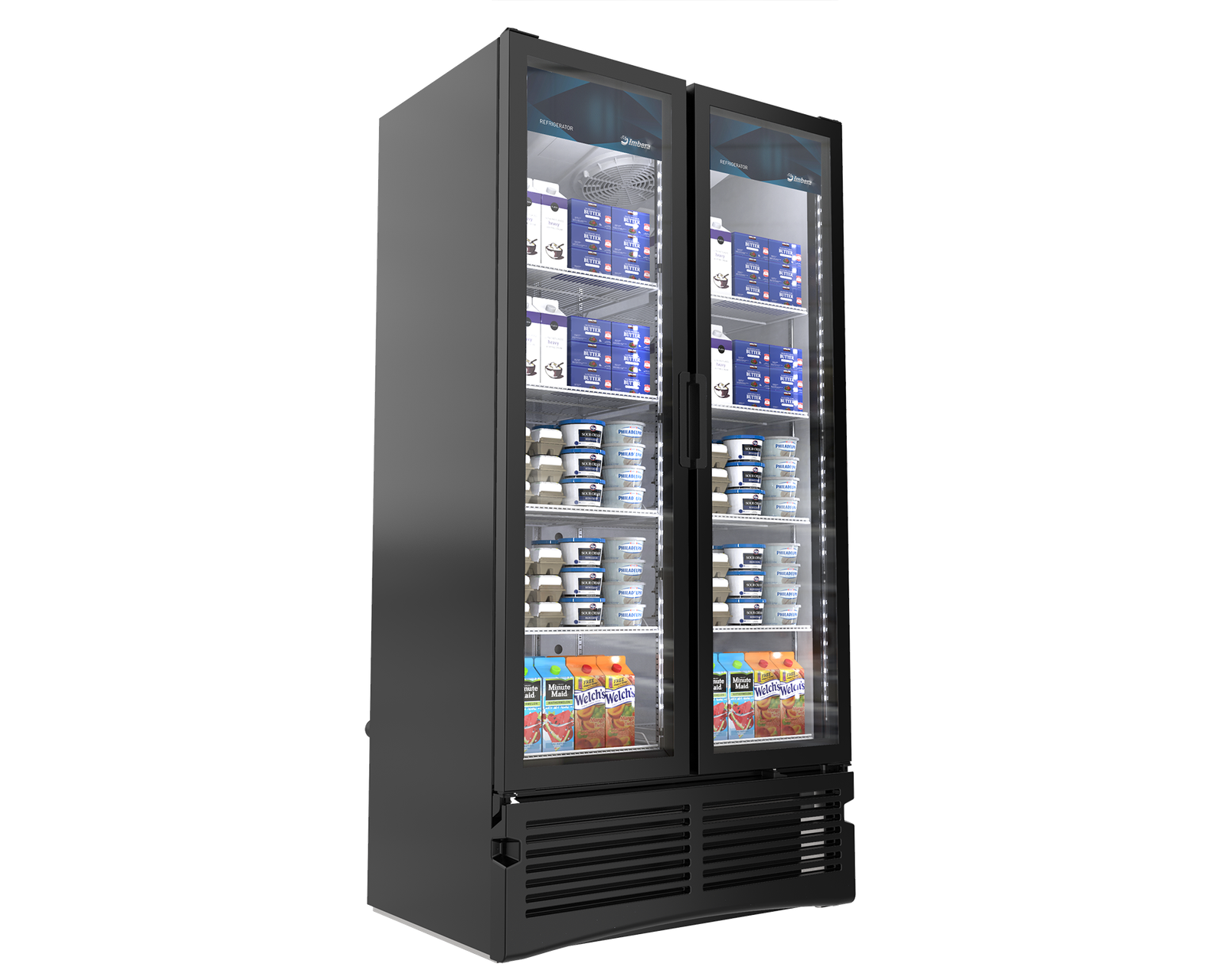 26.1 CuFt Glass 2 Door 10 Shelves Cooler Imbera VRD-26-HC