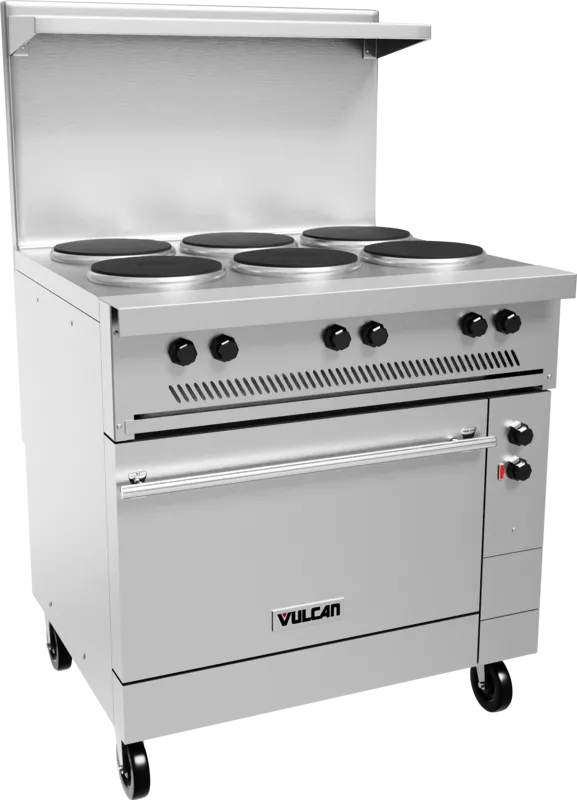 RESTAURANT ELECTRIC 36" RANGE WITH 6 FRENCH PLATES AND STANDARD OVEN EV36S-6FP-iF