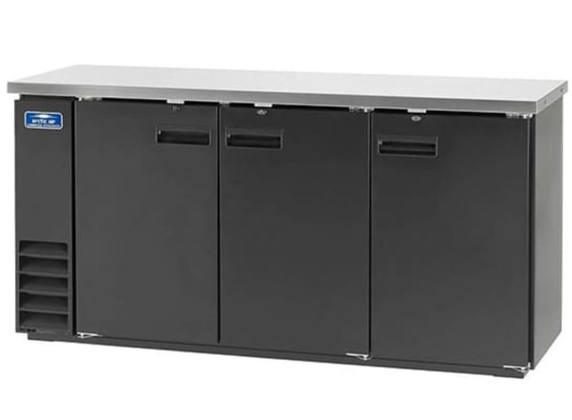 72" Arctic Air 3 Door Solid Back Bar Refrigerator Cooler ABB72
