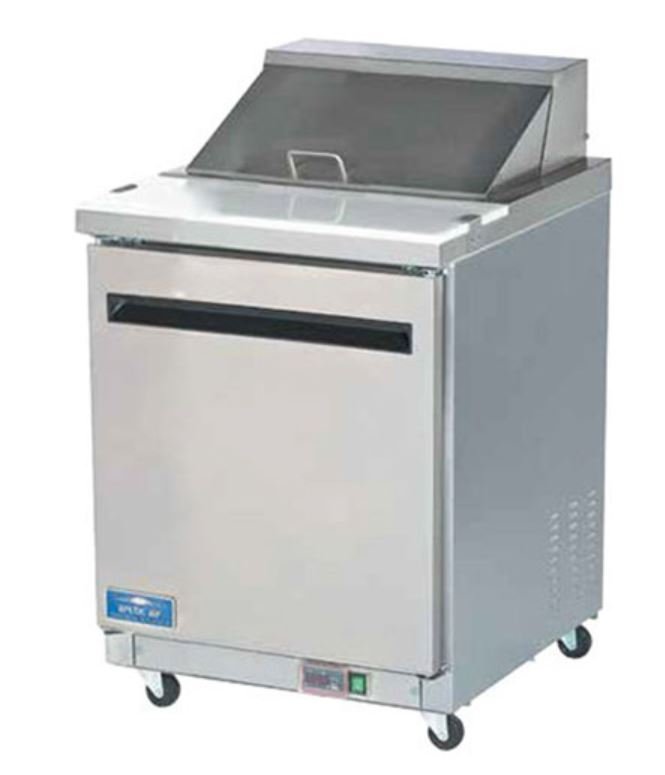 28" Arctic Air 1 Door Solid SS Mega Top Sandwich Salad Prep Table Cooler AMT28R
