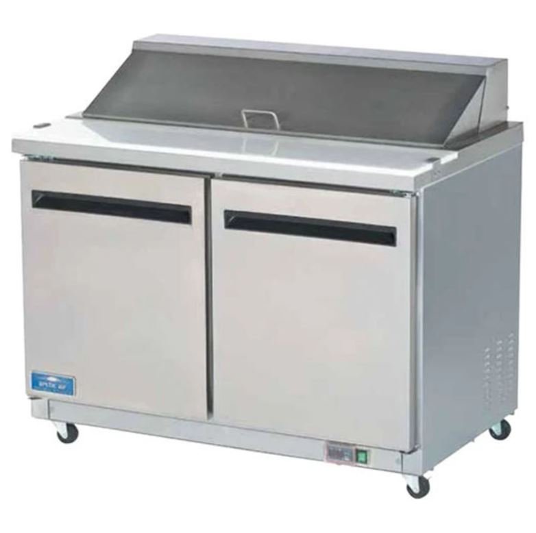 48" Arctic Air 2 Door Solid SS Sandwich Salad Prep Table Cooler AST48R