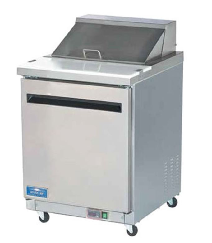 28" Arctic Air 1 Door Solid SS Sandwich Salad Prep Table Cooler AST28R