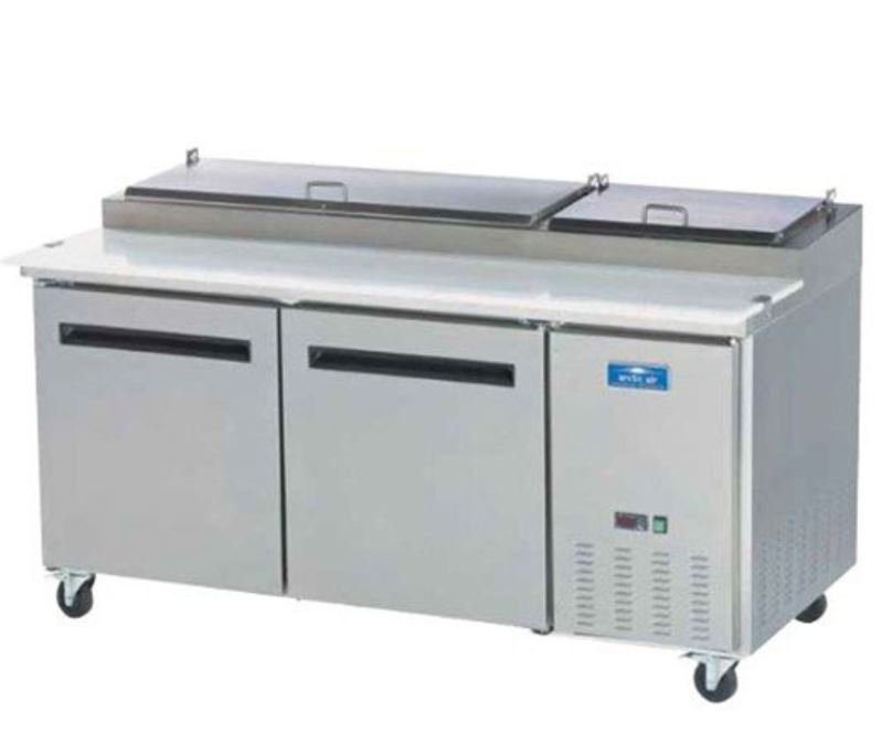 71" Arctic Air 2 Door Solid SS Pizza Prep Table Cooler APP71R