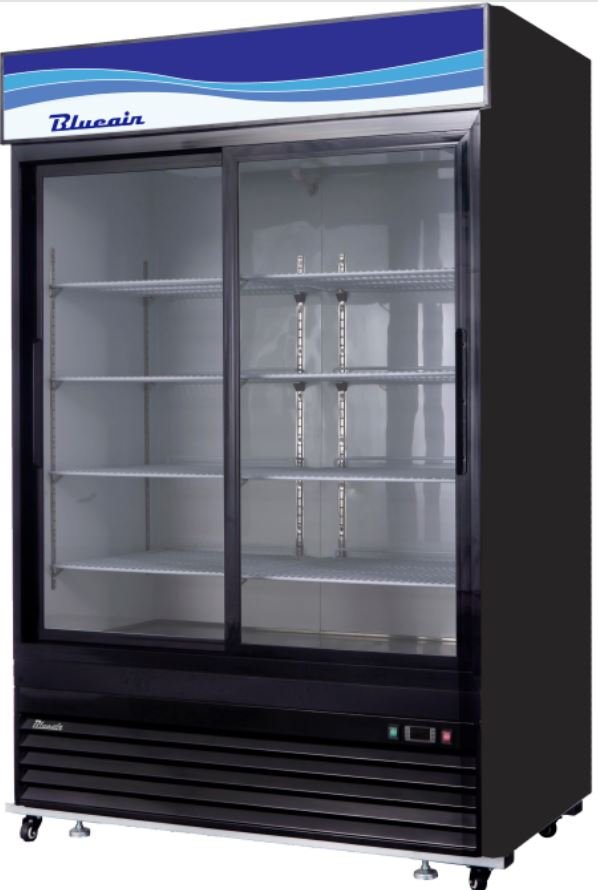 Blue Air 48 CuFt Glass 2 Door Sliding Merchandiser Refrigerator BKGM48SLB-HC