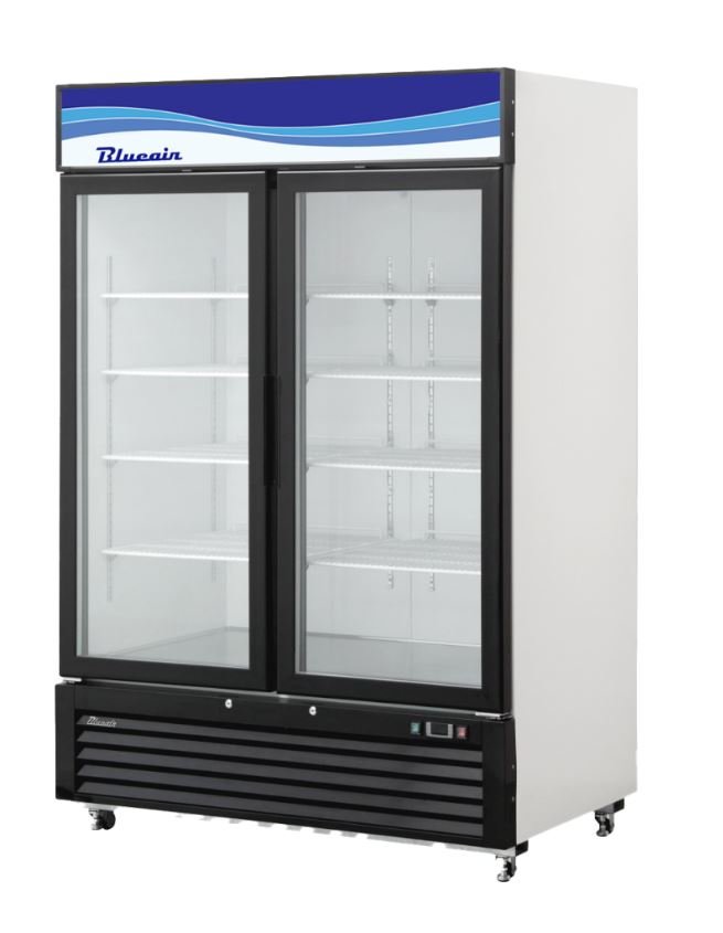 49 CuFt Blue Air Glass 2 Door Reach In Merchandiser Refrigerator BKGM49-HC