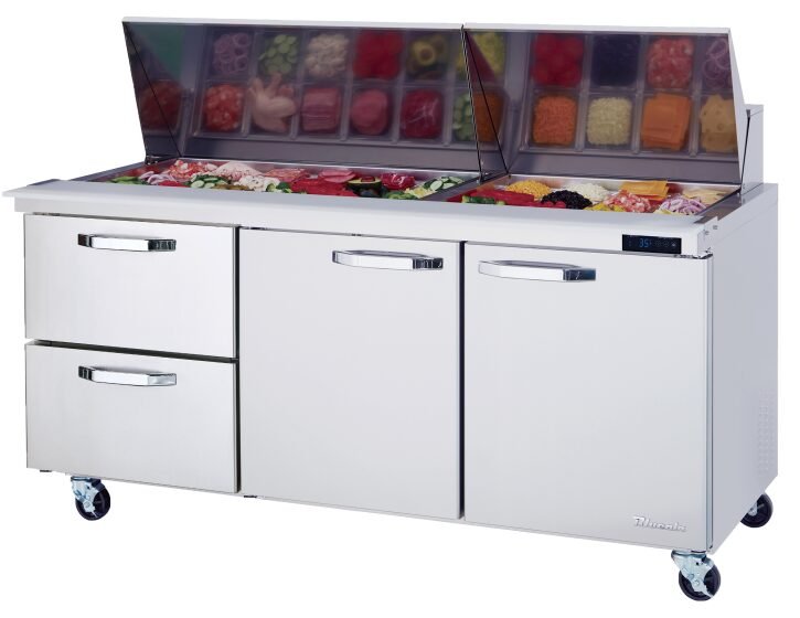 Blue Air 72" Mega Top Sandwich Prep Table Left Drawers BLMT72-D2L-HC