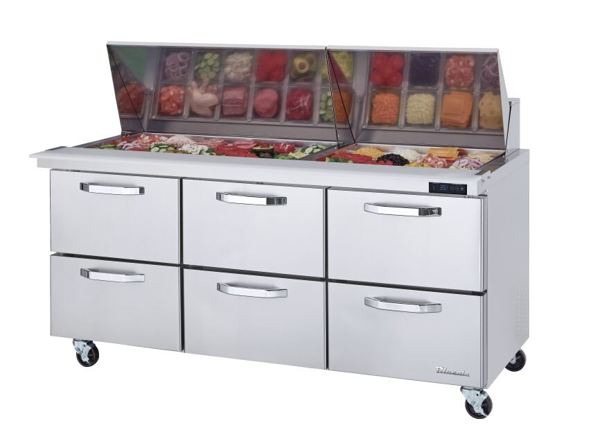 Blue Air 72" Mega Top Sandwich Prep Table 6 Drawers BLMT72-D6-HC
