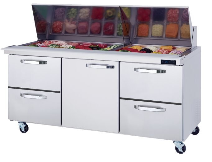 Blue Air 72" Mega Top Sandwich Prep Table L&R Drawers BLMT72-D4RL-HC