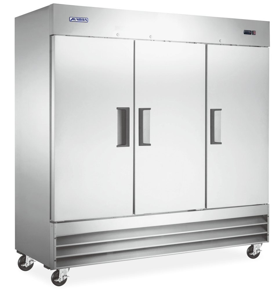 Omcan Aurora 81″ Reach-in Refrigerator Cooler Solid SS 3 Doors 72 cu.ft. (2040 L) 120V 3/4hp - 59028