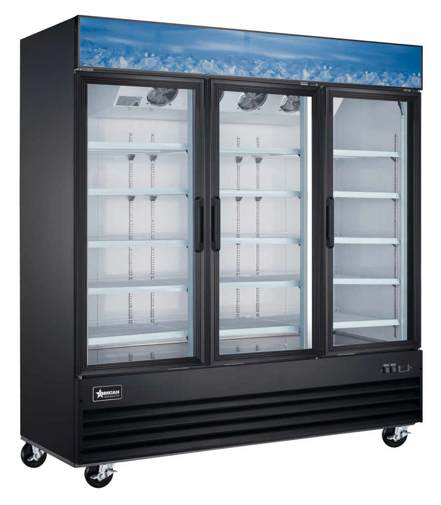 Freezer 80” Black Frame Reach-In Glass Display 3 Door 52.3cu.ft. (1650L) Capacity 110V 1,600W - 51087
