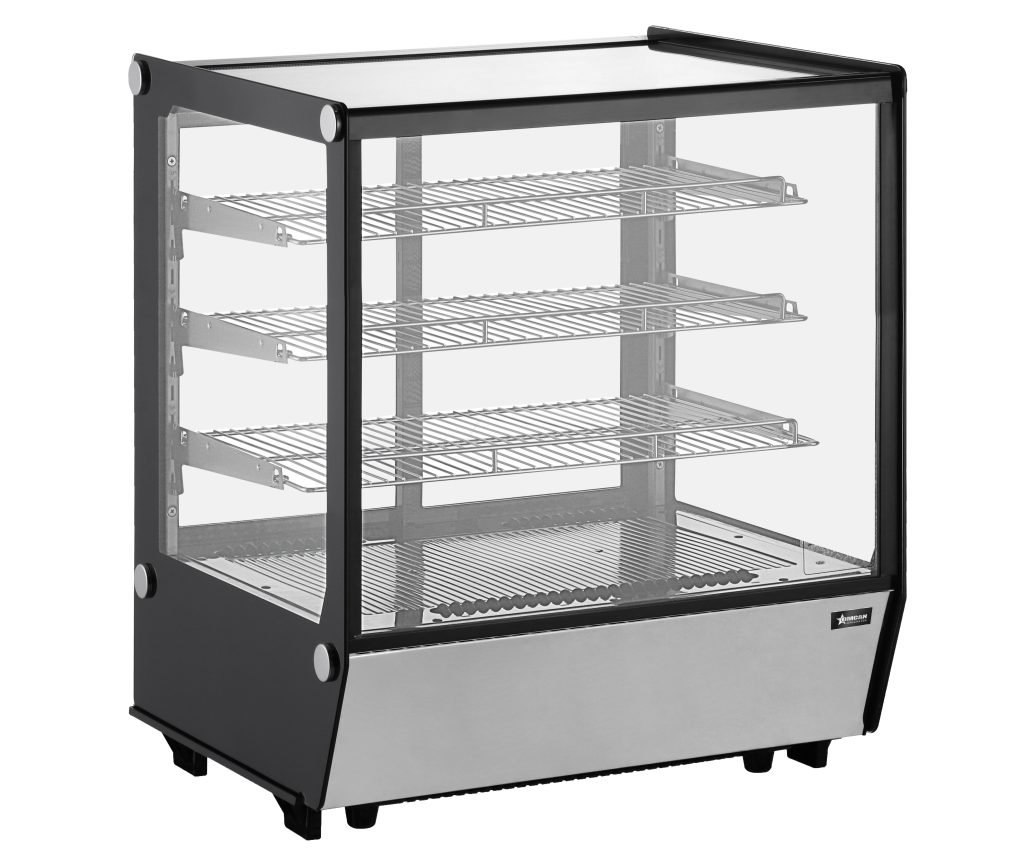 28″ Countertop Square Glass Refrigerated Display with 5 cu.ft. (145 Liters) Capacity – 110-120V, 350W Omcan 47962