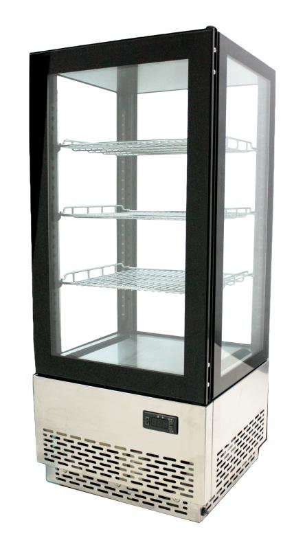 17” Countertop Refrigerated Showcase with Four Sided Glass and Stainless Steel Base – 2.75cu.ft. / 78L Capacity – 110V, 180W Omcan 39551