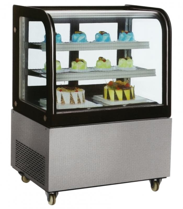 36″ Curved Edge Refrigerated Floor Display Case Cooler 9.5 cu.ft Omcan 39539