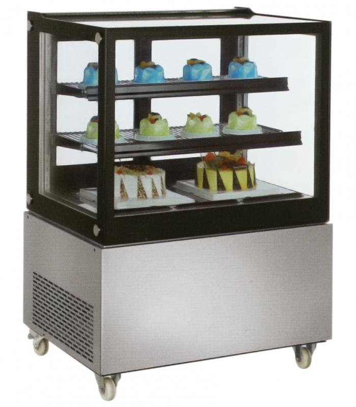 48" Square Edge Refrigerated Floor Display Case Cooler 13 cu.ft Omcan 39540