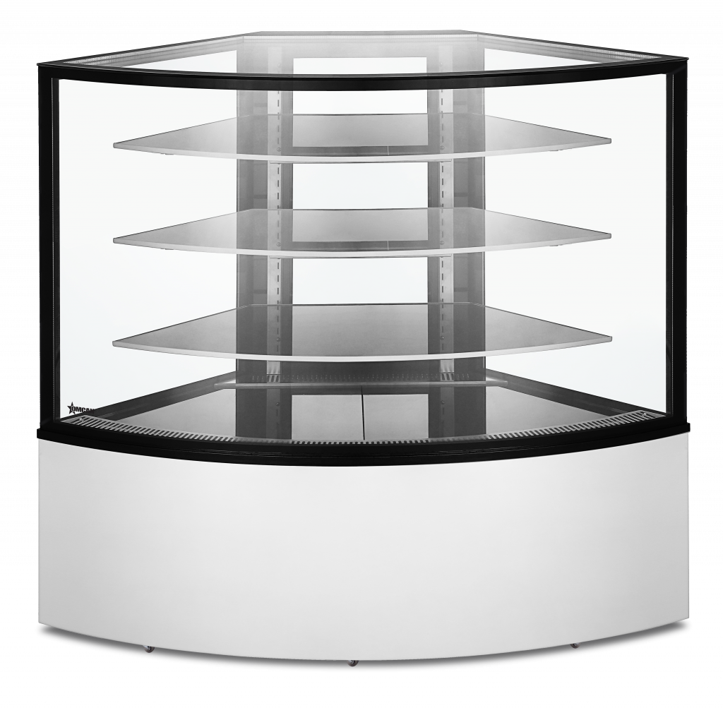 59″ Refrigerated Corner Floor Standing Glass Display Case Cooler 16.8 cu.ft / 475L 47708