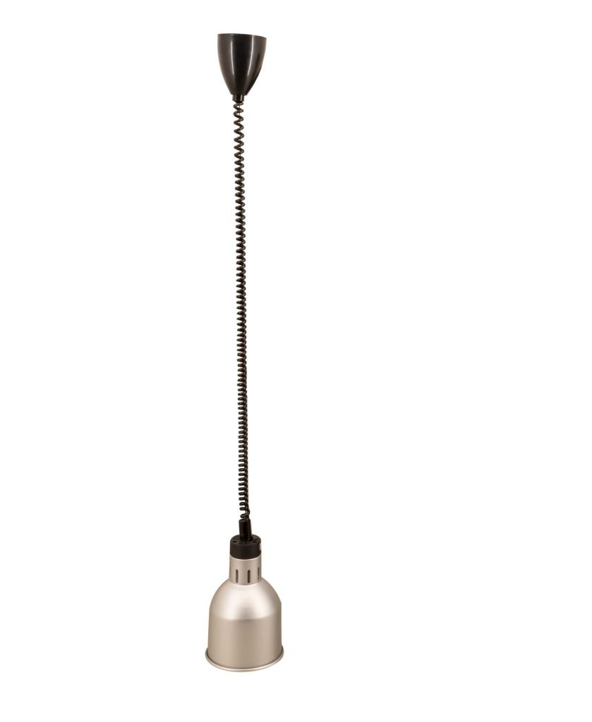 Ceiling Mount Heat Lamp 30″-80″ Retractable Cord with Silver Dome Shade 48088