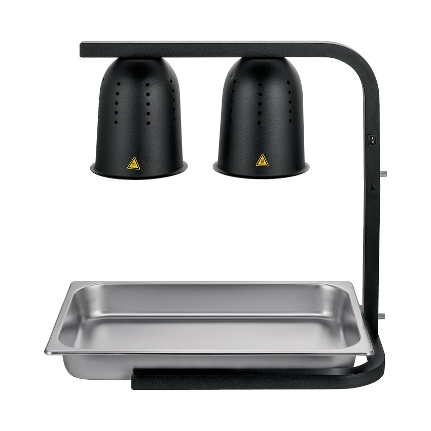 Commercial Food Heat Lamp Portable Electric Food Warmer 2-Bulb Freestanding, Black- 500W, 110V 46572