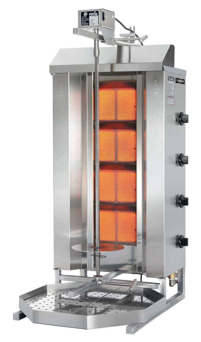 Potis MU GD4 70 kg Natural Gas Doner Kebab Machine / Vertical Broiler with 4 Burners | Trento – 38,000 BTU 49161