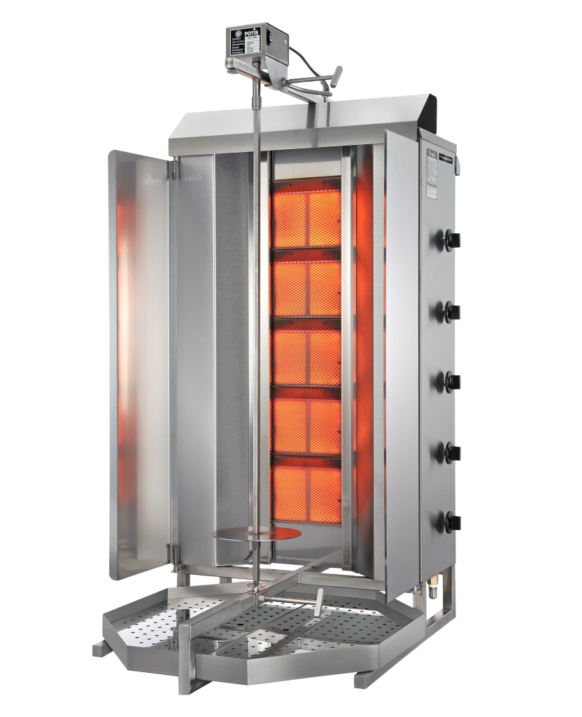Potis MU GD5 120 kg Natural Gas Vertical Broiler / Shawarma Machine with 5 Burners | Trento – 47,500 BTU 49162