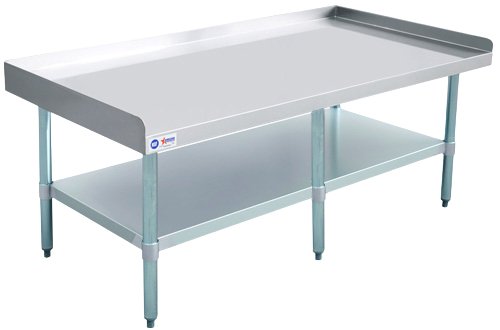 30″ x 60″ Stainless Steel Equipment Stand with Galvanized Undershelf and 6 Legs 47993
