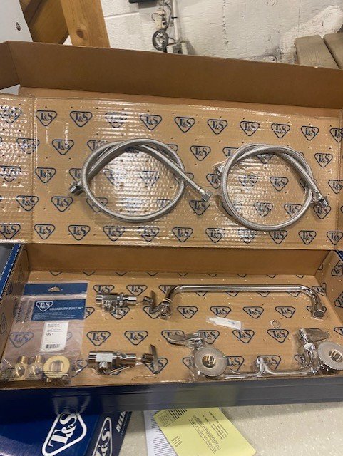 New Commercial Faucet with 12" Swing Nozzle Wall Mount 8" Centers with Kit