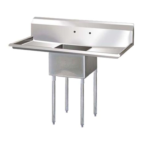 18″ x 18″ x 11″ Center Drain One Compartment Sink With Two Drain Boards SI818-1BC-V