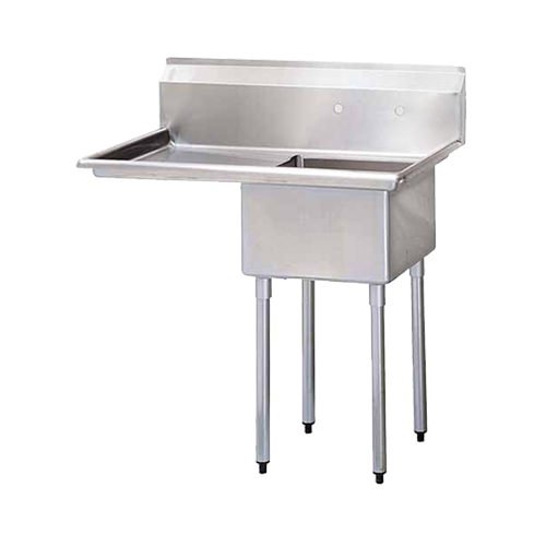 18″ x 21″ x 14″ Center Drain One Compartment Sink With Left Drain Board SI821-1LC-V