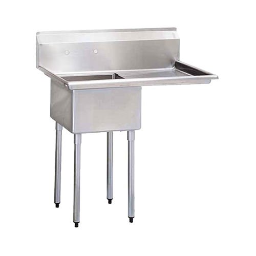 18″ x 18″ x 11″ Center Drain One Compartment Sink With Right Drain Board SI818-1RC