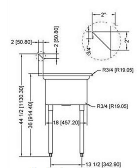 18″ x 18″ x 11″ Center Drain Two Compartment Sink With Two Drain Boards SI818-2BC-V