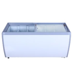 70″ Flat Glass Top Novelty Ice Cream Freezer FCFG-71-V