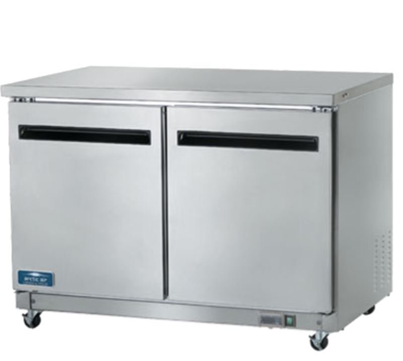 Clearance 48" Arctic Air 2 Door Solid SS Undercounter Freezer AUC48F