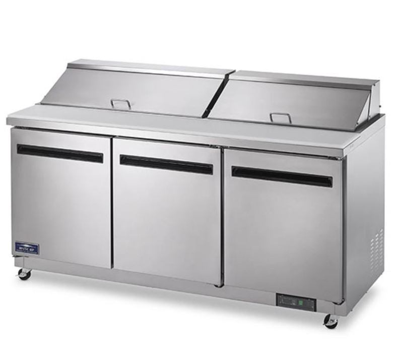 Clearance Arctic Air 72" 2 Door Solid SS Sandwich Salad Prep Table Cooler AST72R