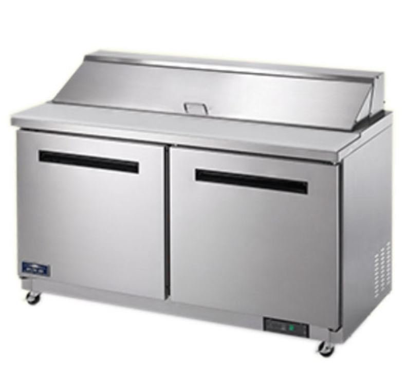 Clearance Arctic Air 60" 2 Door Solid SS Sandwich Salad Prep Table Cooler AST60R