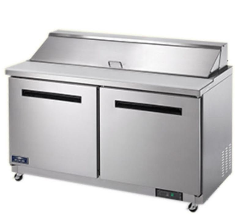 Clearance Arctic Air 60" 2 Door Solid SS Mega Top Sandwich Salad Prep Table Cooler AMT60R