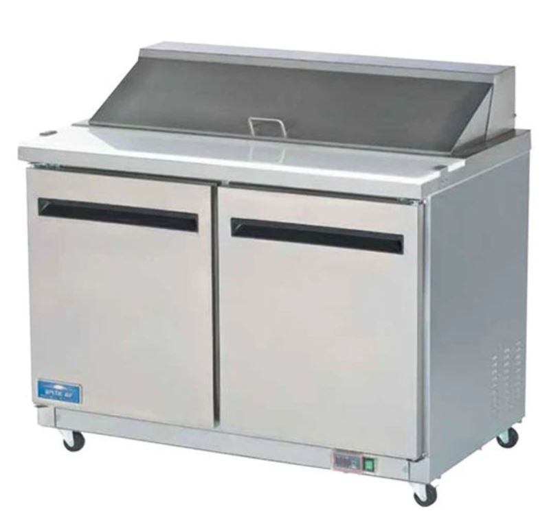 Clearance Arctic Air 48" 2 Door Solid SS Mega Top Sandwich Salad Prep Table Cooler AMT48R