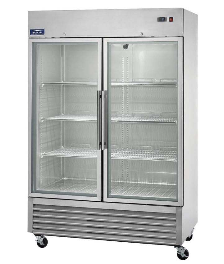 Clearance Arctic Air 49 CuFt 2 Door Glass Reach In Display Freezer AGDF49