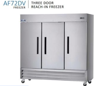 Clearance Arctic Air 72 CuFt 3 Door Solid SS Reach In Freezer AF72DV 220Volt