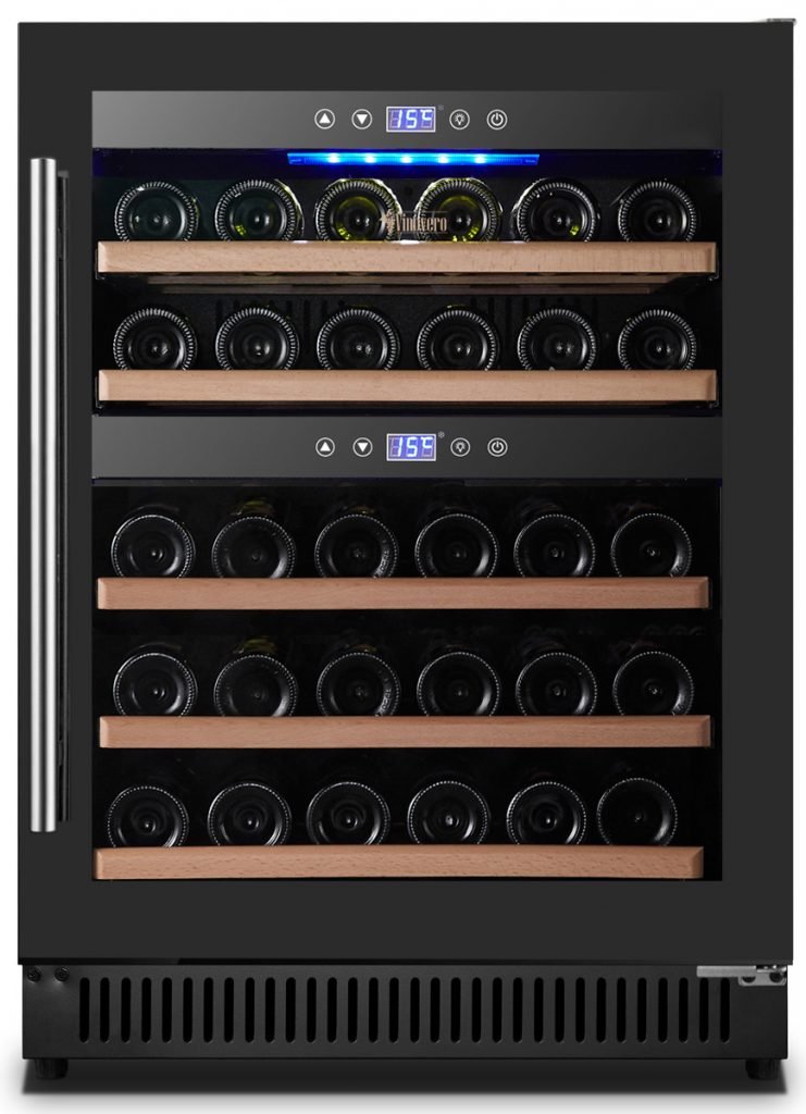 Vinovero 23-inch Dual Zone Wine Cooler with 40 Bottle Capacity and Black Full Glass Door 48260