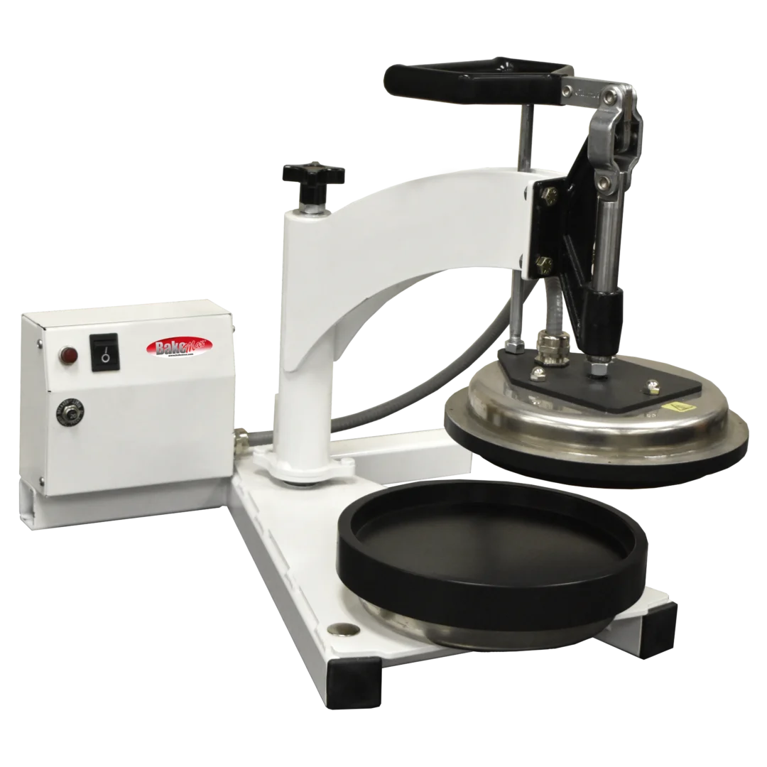 Commercial Countertop Manual Swing Away Dual Heat Personal Size Pizza Dough Press BMDXPPB28-V
