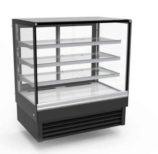 36" SQAURE GLASS REFRIGERATED COMMERCIAL DISPLAY CASE - BLACK ARDC36B