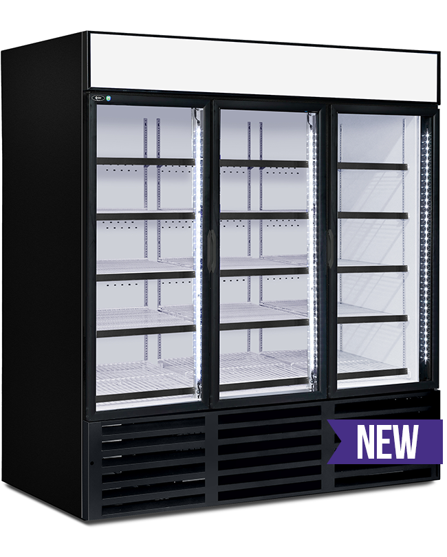 Clearance QBD 3-Door Refrigerator Display Merchandiser CD72-HC-CL2